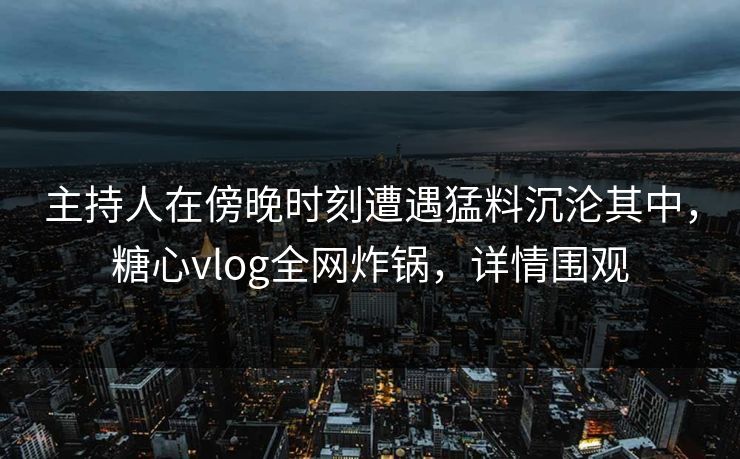 主持人在傍晚时刻遭遇猛料沉沦其中,糖心vlog全网炸锅,详情围观 主持人在傍晚时刻遭遇猛料沉沦其中,糖心vlog全网炸锅,详情围观