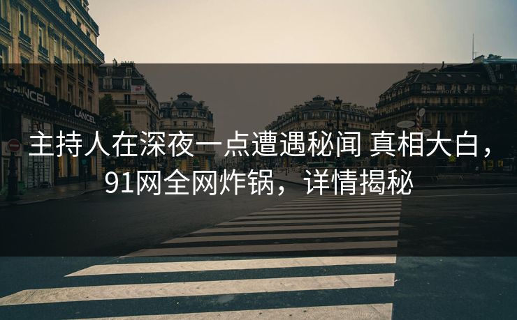 主持人在深夜一点遭遇秘闻 真相大白，91网全网炸锅，详情揭秘
