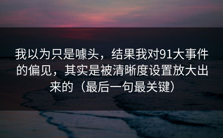 我以为只是噱头，结果我对91大事件的偏见，其实是被清晰度设置放大出来的（最后一句最关键）