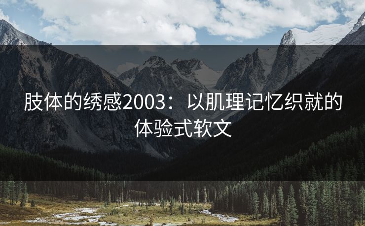 肢体的绣感2003：以肌理记忆织就的体验式软文