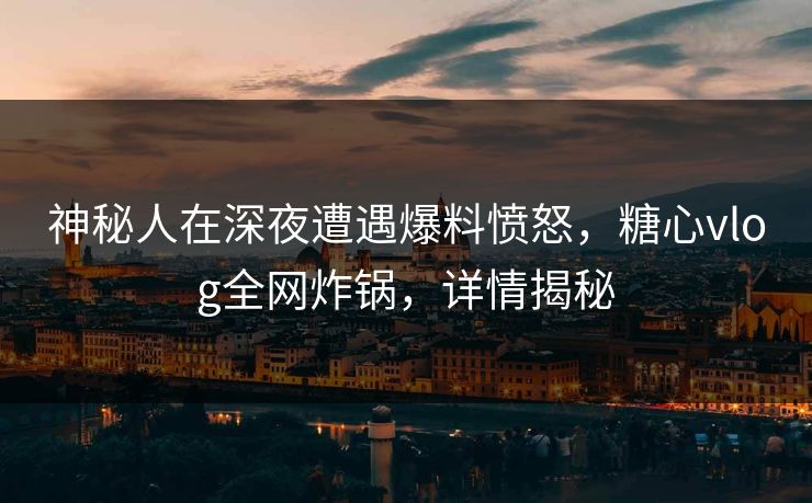 神秘人在深夜遭遇爆料愤怒,糖心vlog全网炸锅,详情揭秘 神秘人在深夜遭遇爆料愤怒,糖心vlog全网炸锅,详情揭秘